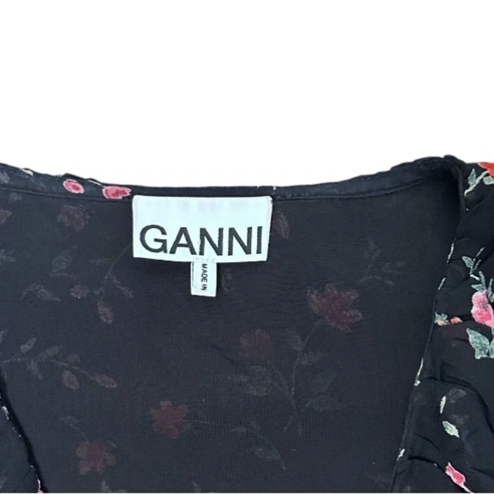GANNI Paradise Elm Floral Wrap Blouse Sz 36 US (4) - Picture 4 of 6